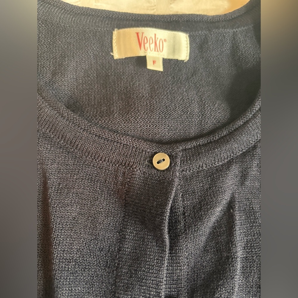 Classic Navy Blue Women's Cardigan - Picture 9 of 10